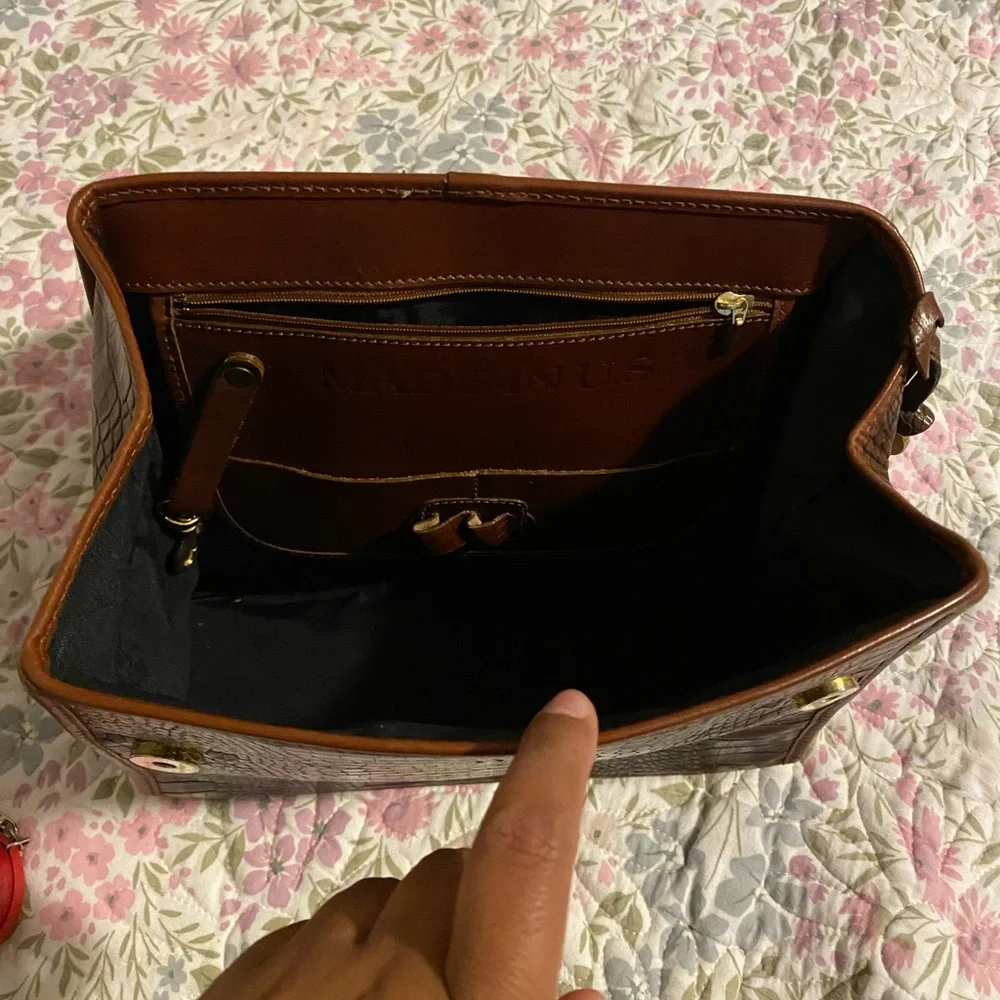Brahmin Brown Croc-Embossed Satchel - Picture 4 of 12